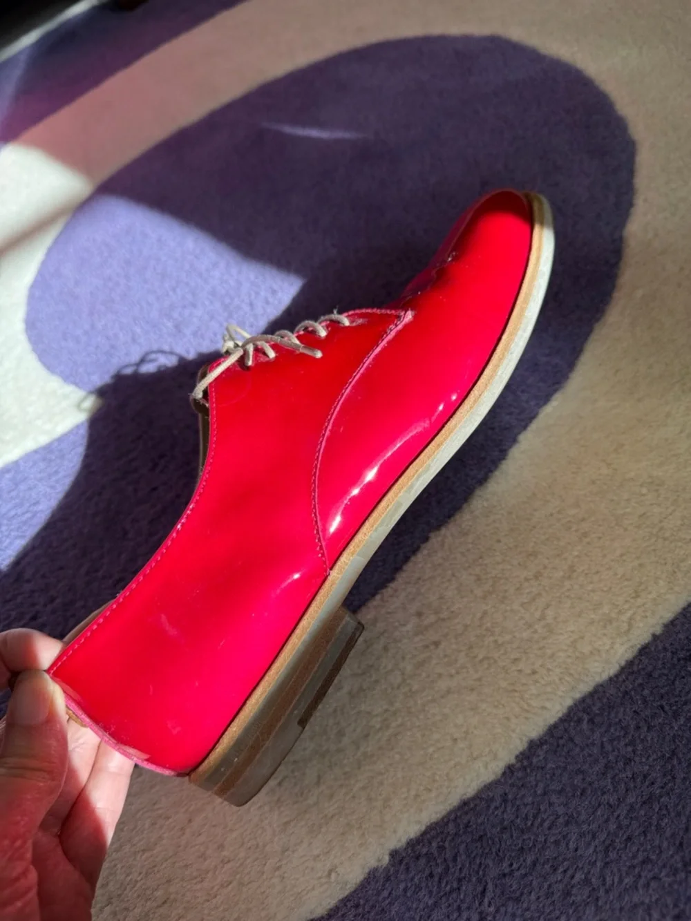 Agl Women's‎ Patent Leather Lace-Up Flats in Bright Fuchsia